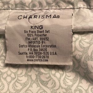 KING fitted sheet and Top sheet Light aqua and white